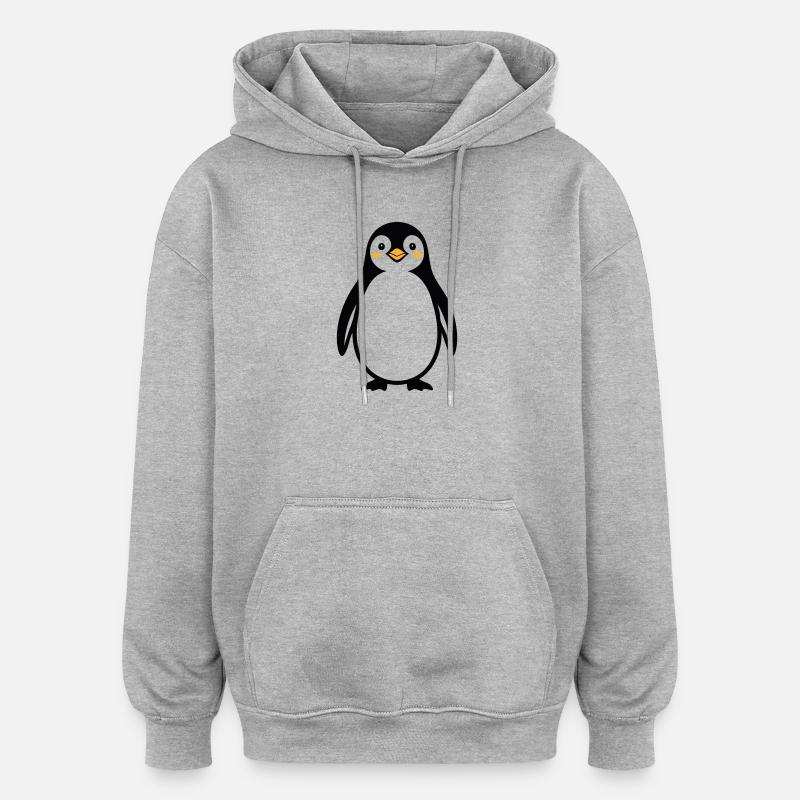 Pingouin - Sweat à capuche oversize unisexe - gris chiné
