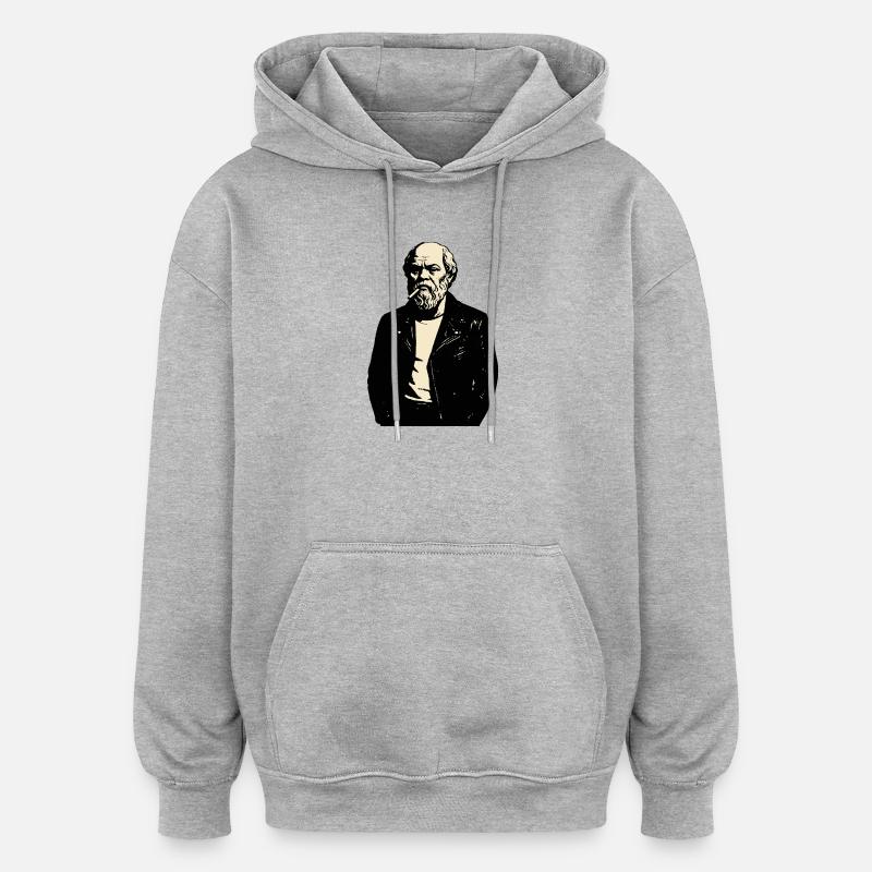 Socrate en punk rockeur rebelle - Sweat à capuche oversize unisexe - gris chiné
