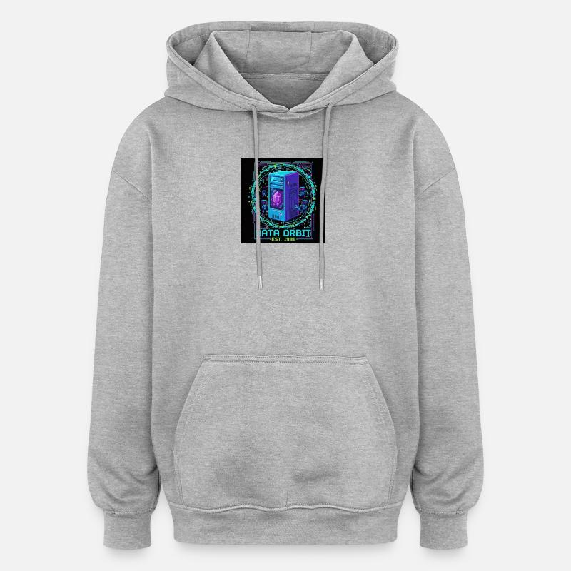 Data Orbit Neon Computer - Oversized Unisex Hoodie - heather grey