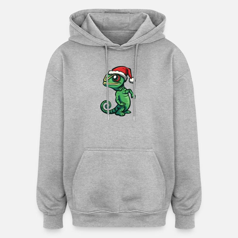 Noël caméléon - Sweat à capuche oversize unisexe - gris chiné