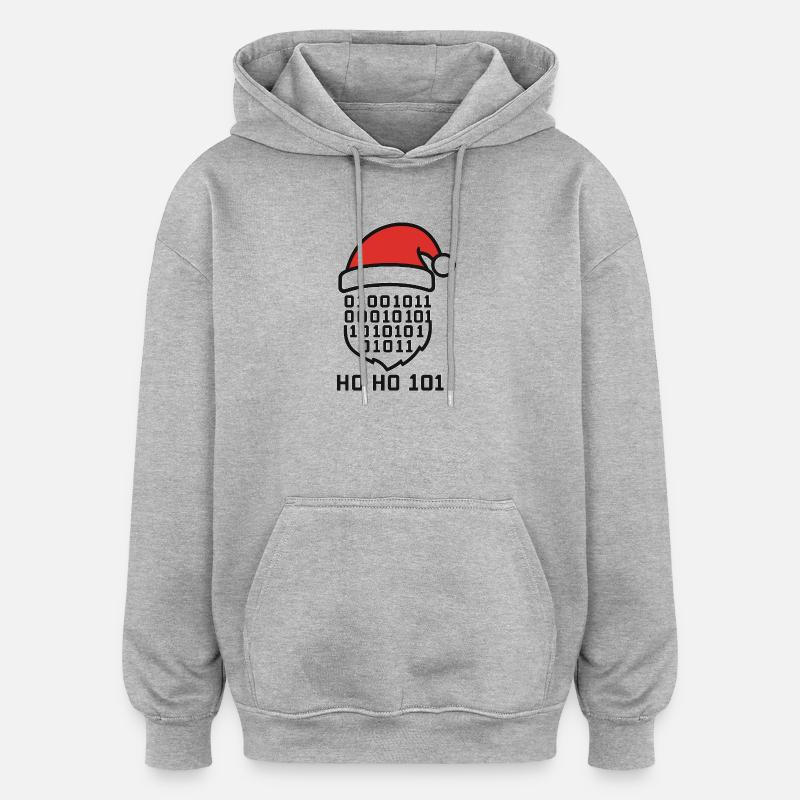 Weihnachtscode mit Santa Hut - Oversized Unisex Hoodie - Grau meliert