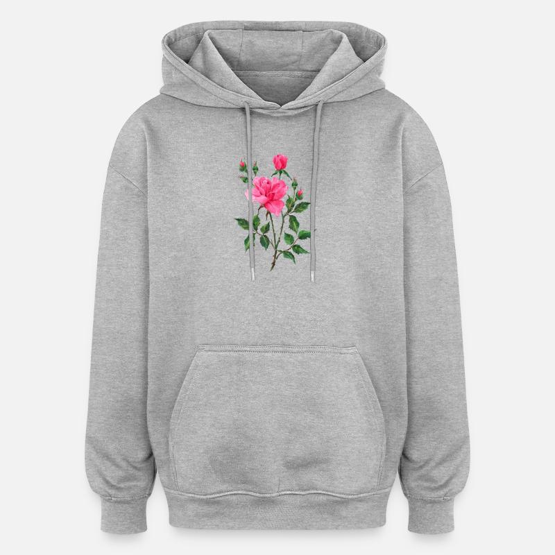 Fleur - Sweat à capuche oversize unisexe - gris chiné