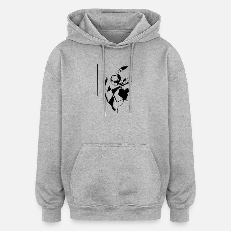 Sakura - Sweat à capuche oversize unisexe - gris chiné