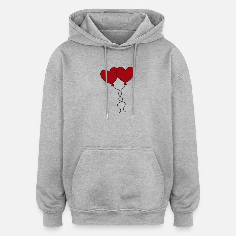 Cadeau rouge de la Saint-Valentin - Sweat à capuche oversize unisexe - gris chiné