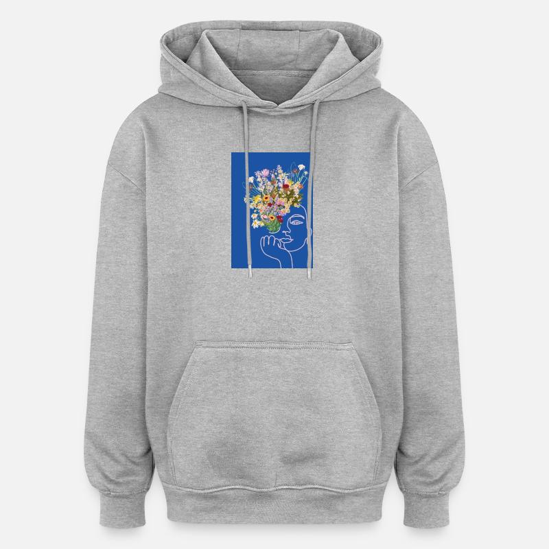 Femme-Fleur - Sweat à capuche oversize unisexe - gris chiné