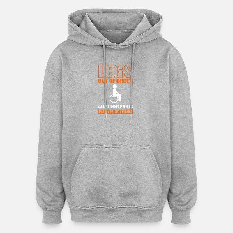 fauteuil roulant - Sweat à capuche oversize unisexe - gris chiné