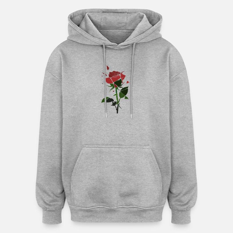 Fleur de Rose Brisée - Sweat à capuche oversize unisexe - gris chiné