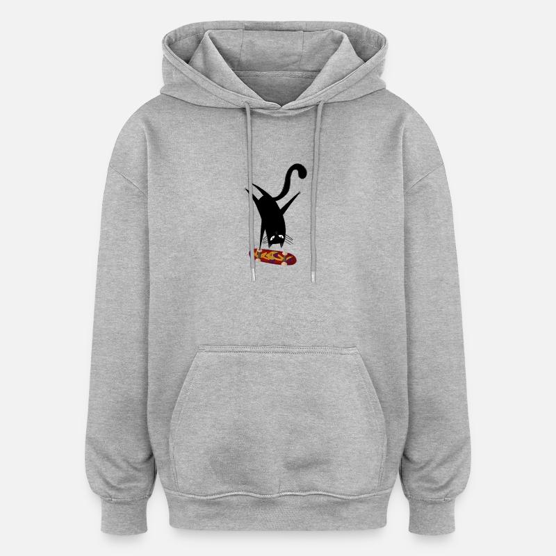 Skateboard pour chat - Sweat à capuche oversize unisexe - gris chiné