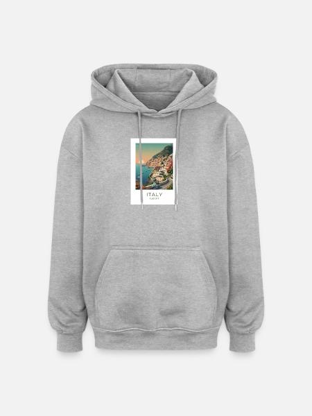 Italia Coastal Magic Motorcycle - Oversized Unisex Hoodie - heather grey