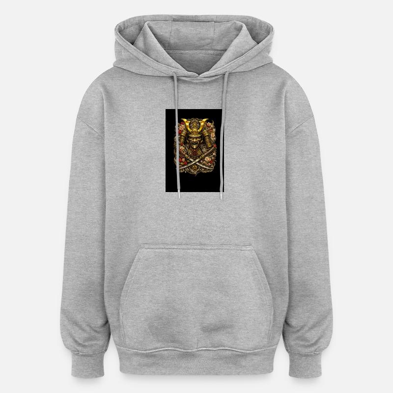 Samurai-Blütenhelm - Oversized Unisex Hoodie - Grau meliert