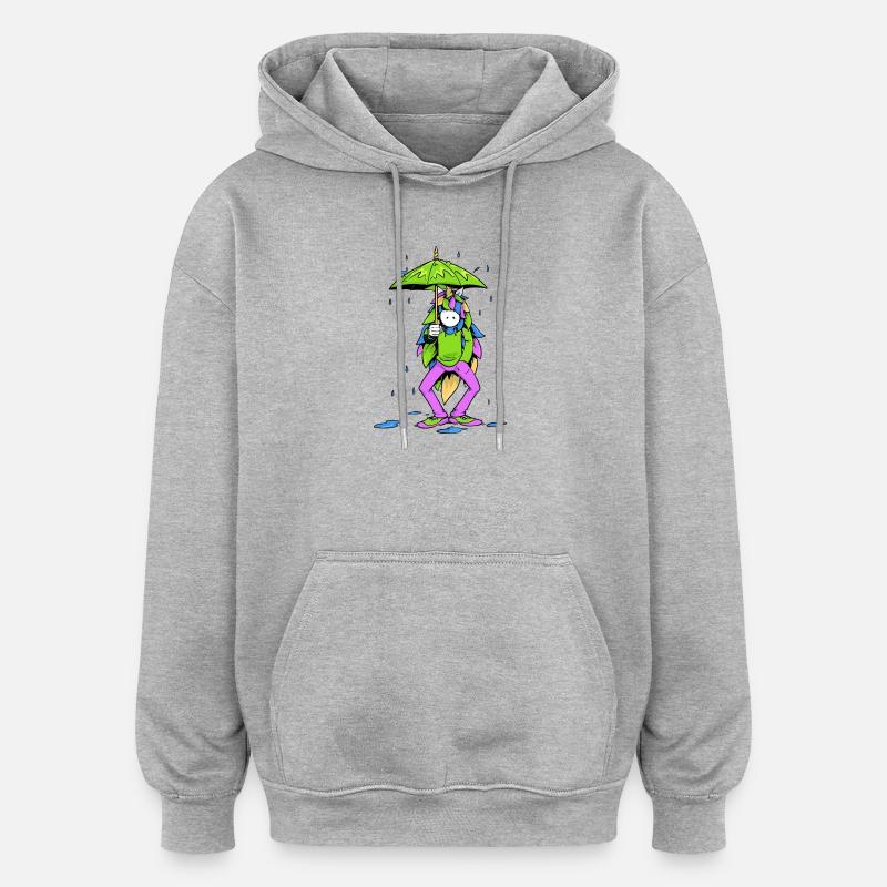Urban enhörning i regnet - Oversized luvtröja unisex - gråmelerad