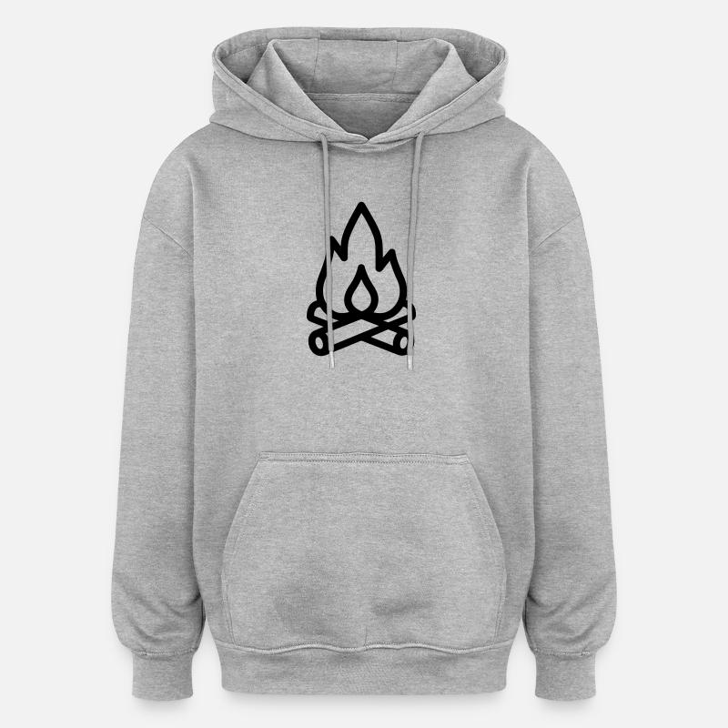Lagerfeuer - Oversized Unisex Hoodie - Grau meliert