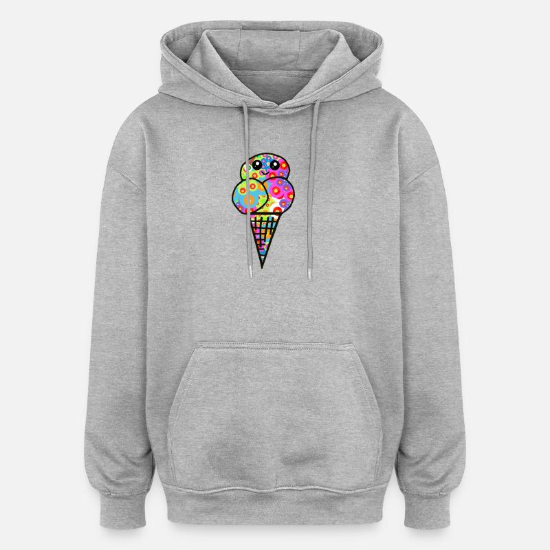 Buntes Blüten-Eisdesign Eiscreme Retro 60er - Oversized Unisex Hoodie - heather grey