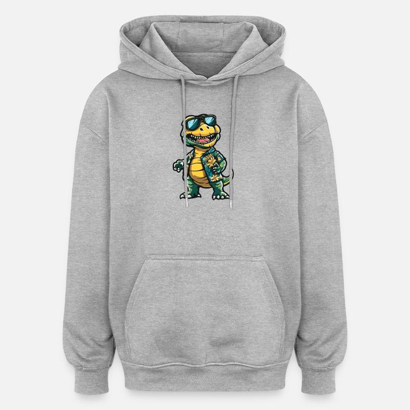 Dinosaurier T-Rex Comic Urlaub - Oversized Unisex Hoodie - Grau meliert