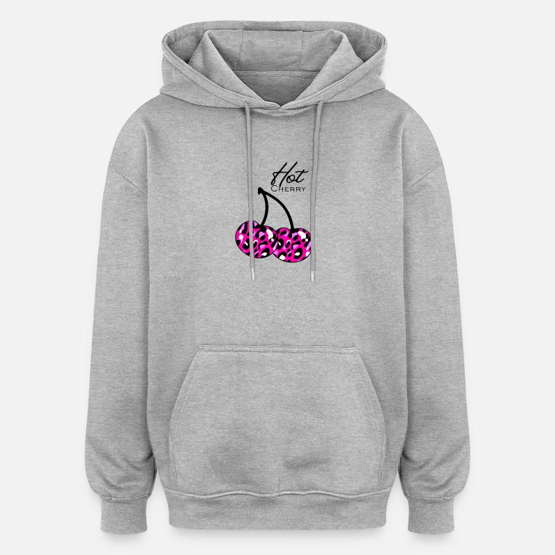 Pink leopard pattern cherry - Oversized Unisex Hoodie - heather grey