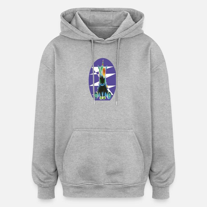 Regenbogen-Einhorn  - Oversized Unisex Hoodie - Grau meliert