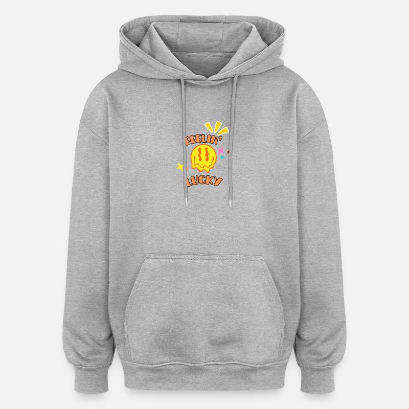 Feelin' Lucky Graphics - Sweat à capuche oversize unisexe - gris chiné