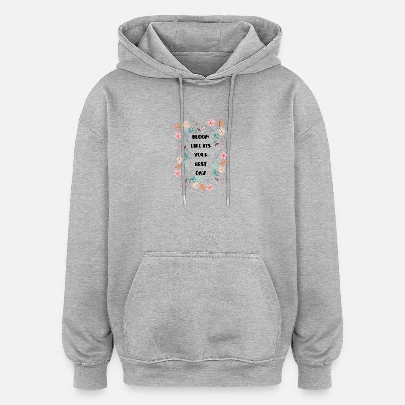 Couronne de fleurs pastel - Sweat à capuche oversize unisexe - gris chiné