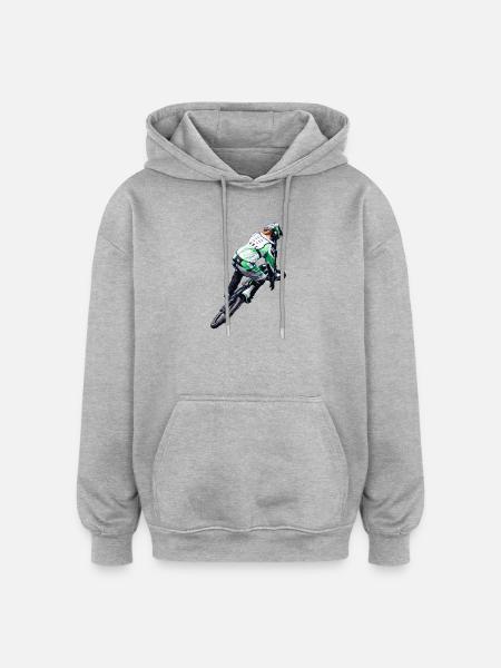 Impression d’action néon NBMX Rider - Sweat à capuche oversize unisexe - gris chiné
