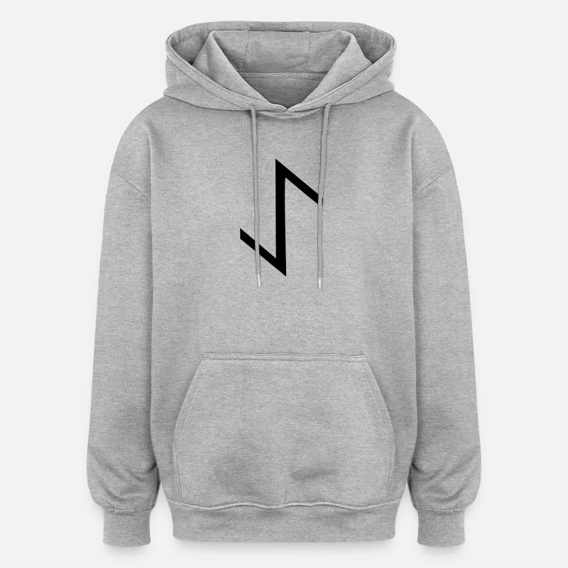 rune eihwaz,eoh - Sweat à capuche oversize unisexe - gris chiné