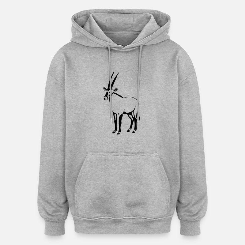 Oryx - Antilope - Oversized Unisex Hoodie - Grau meliert