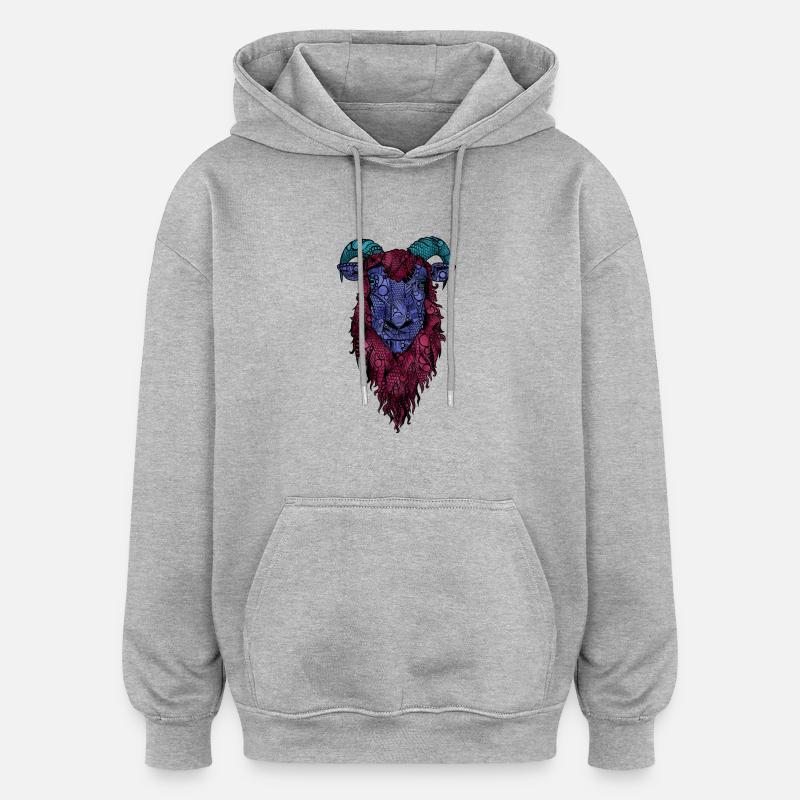 mouton - Sweat à capuche oversize unisexe - gris chiné