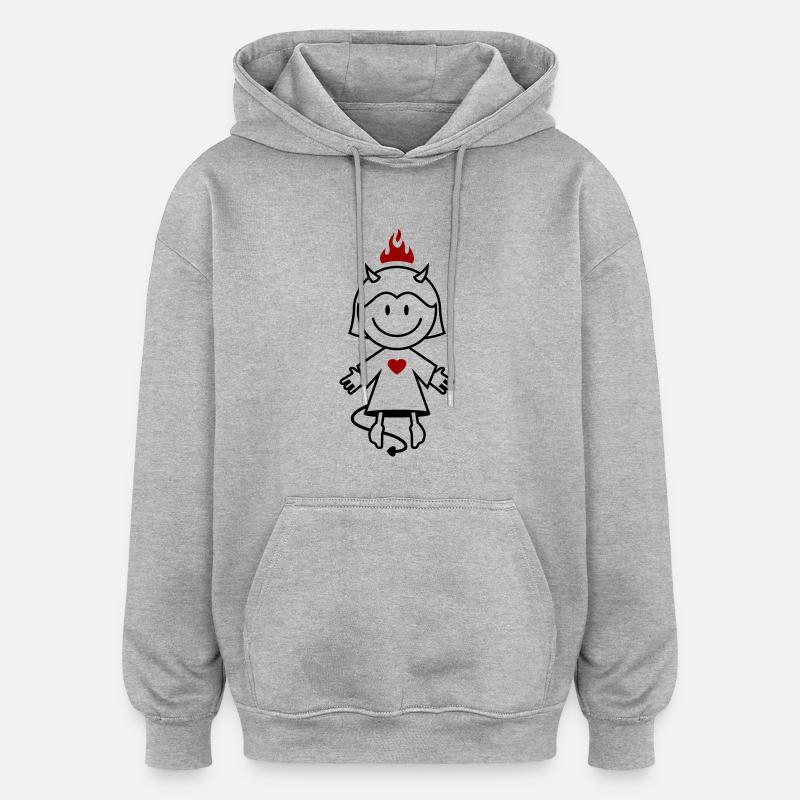 vl038b_teufelchen_2c - Oversized Unisex Hoodie - Grau meliert