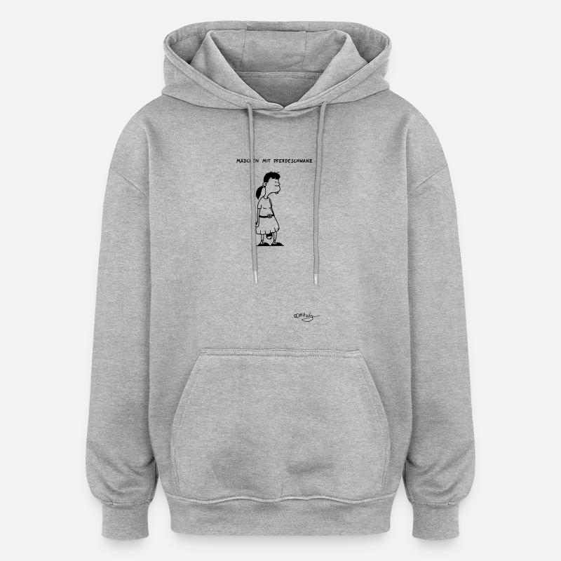 Mädchen mit Pferdeschwanz - Oversized Unisex Hoodie - Grau meliert