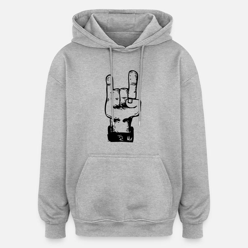 Rock and roll hand de - Oversized Unisex Hoodie - Grau meliert