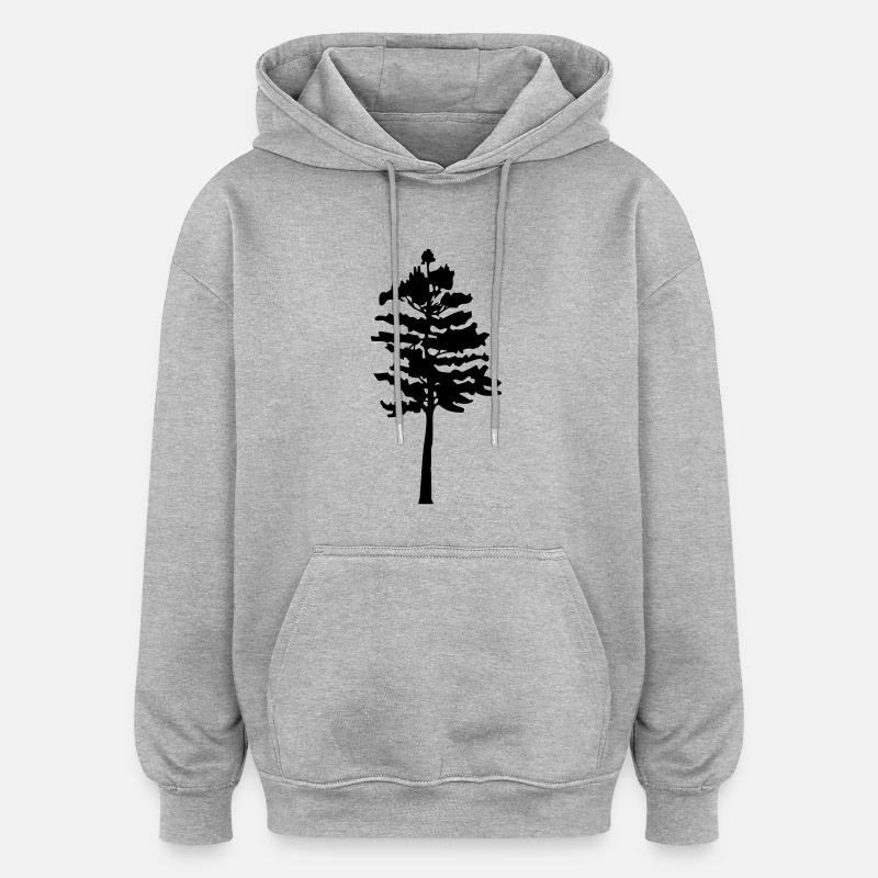 tree 02 - Sweat à capuche oversize unisexe - gris chiné