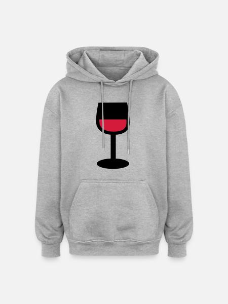 Wein Glas - Oversized Unisex Hoodie - Grau meliert