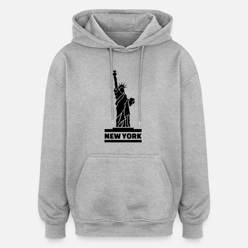 New York - Sweat à capuche oversize unisexe - gris chiné