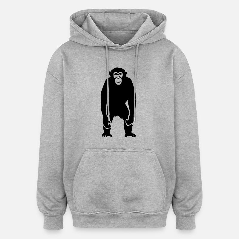Singe - Sweat à capuche oversize unisexe - gris chiné