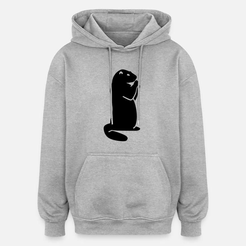 Marmotte - Sweat à capuche oversize unisexe - gris chiné