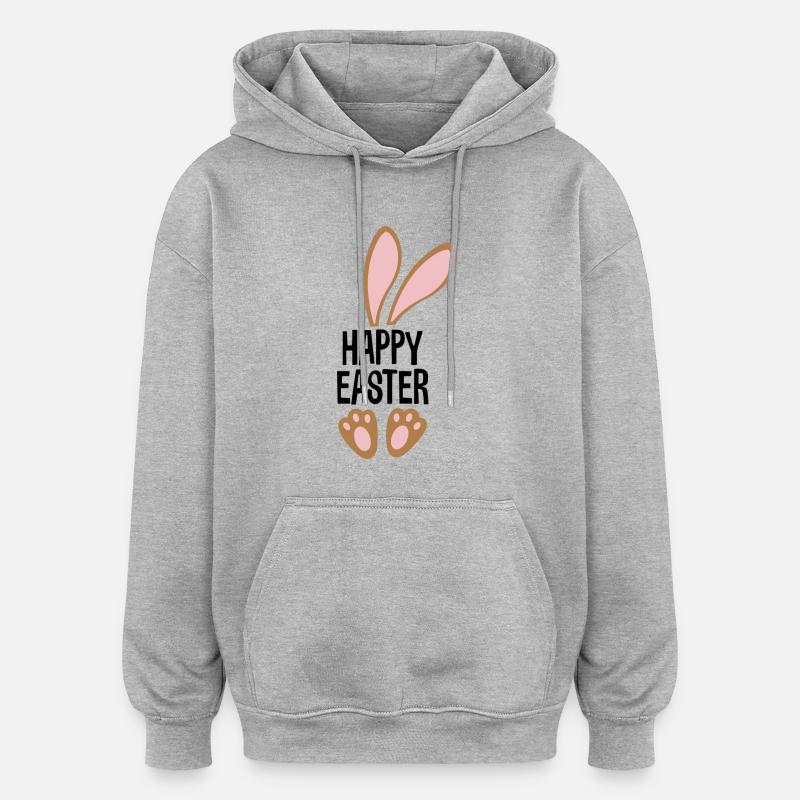 Pâques - Sweat à capuche oversize unisexe - gris chiné