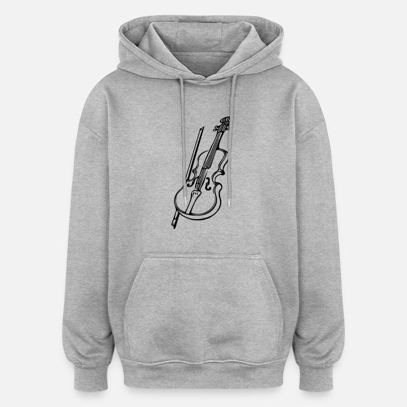 Antike Geige mit Geigenbogen - Oversized Unisex Hoodie - Grau meliert