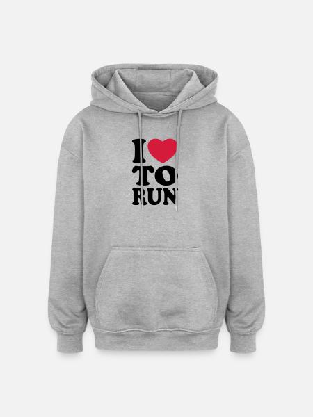 I love to run - Oversized Unisex Hoodie - heather grey