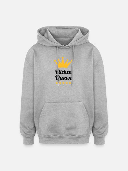 Kitchen Queen - Sweat à capuche oversize unisexe - gris chiné