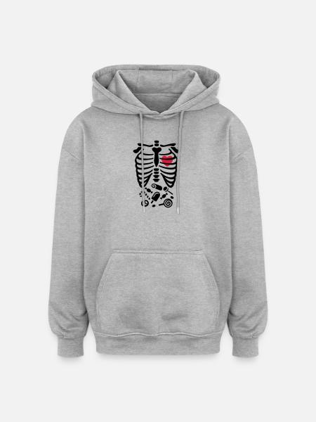 Halloween-Röntgenstrahl-Kostüm Süßigkeiten - Oversized Unisex Hoodie - Grau meliert