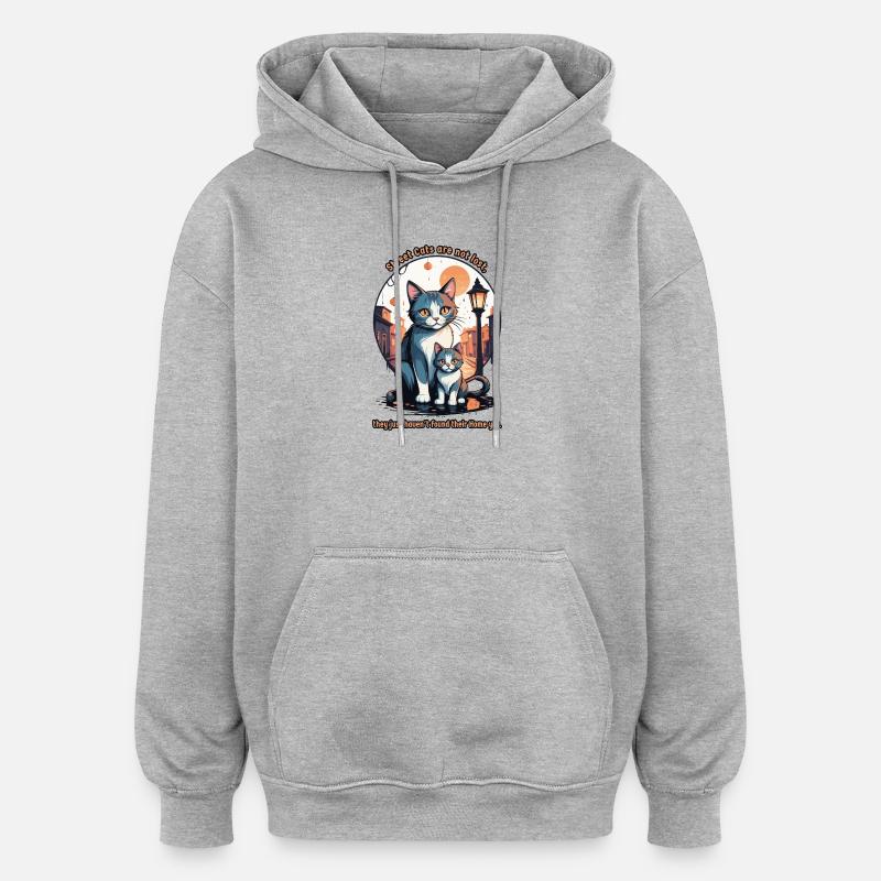 Chats des rues mignons - Sweat à capuche oversize unisexe - gris chiné