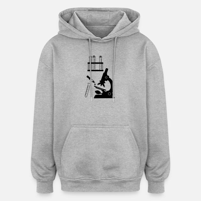 Recherche en laboratoire de microscope - Sweat à capuche oversize unisexe - gris chiné