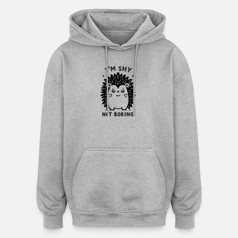Hérisson noir timide - Sweat à capuche oversize unisexe - gris chiné