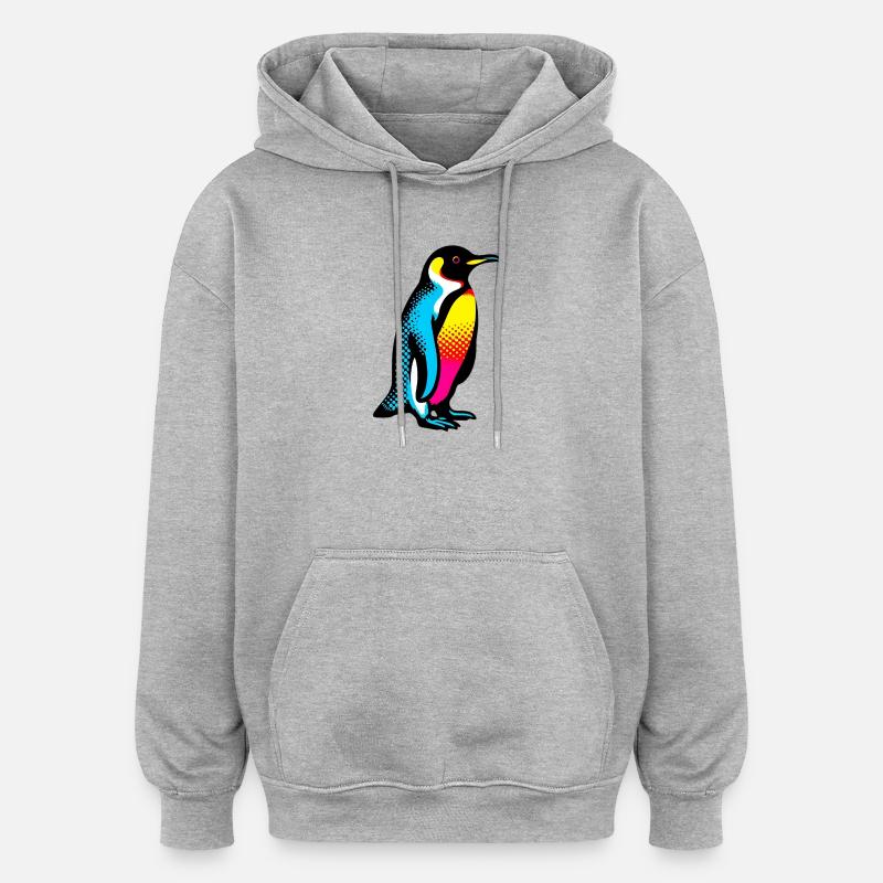 Pinguin - Oversized Unisex Hoodie - Grau meliert