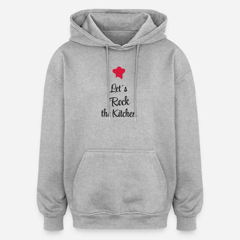 Vibrons la cuisine - Sweat à capuche oversize unisexe - gris chiné