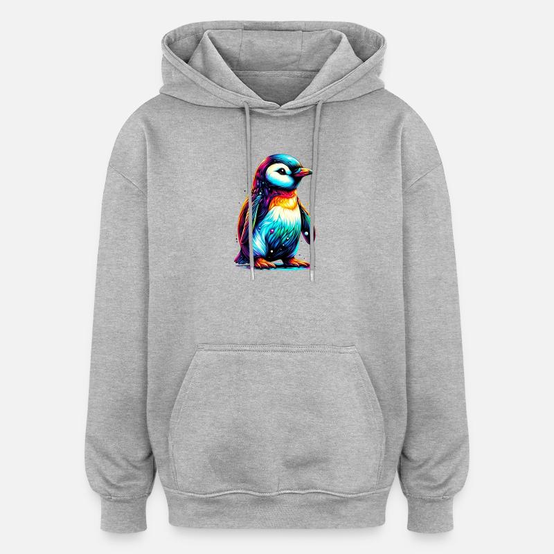 Pinguin - Oversized Unisex Hoodie - Grau meliert