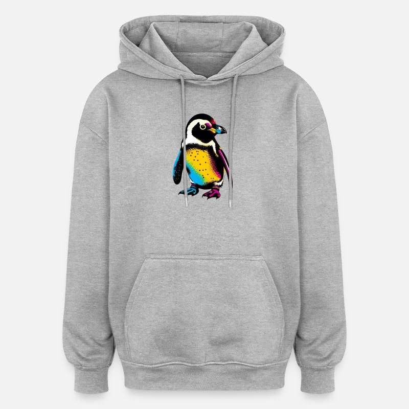 Pingouin - Sweat à capuche oversize unisexe - gris chiné