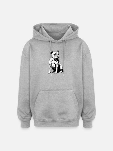 Bouledogue - Sweat à capuche oversize unisexe - gris chiné
