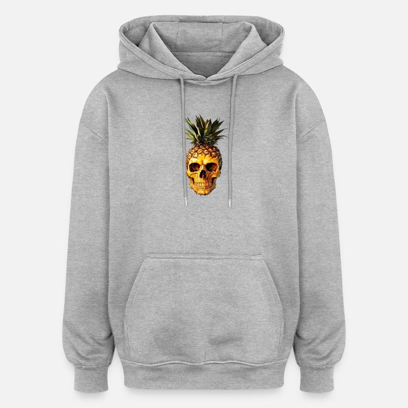 Skullanas - Sweat à capuche oversize unisexe - gris chiné