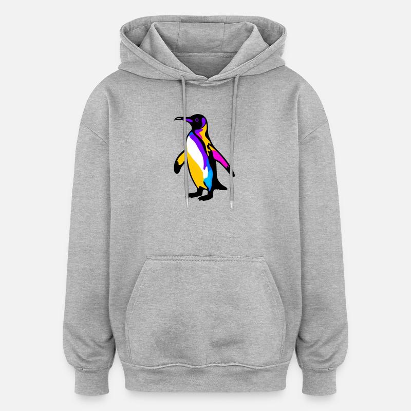 Pinguin - Oversized Unisex Hoodie - Grau meliert