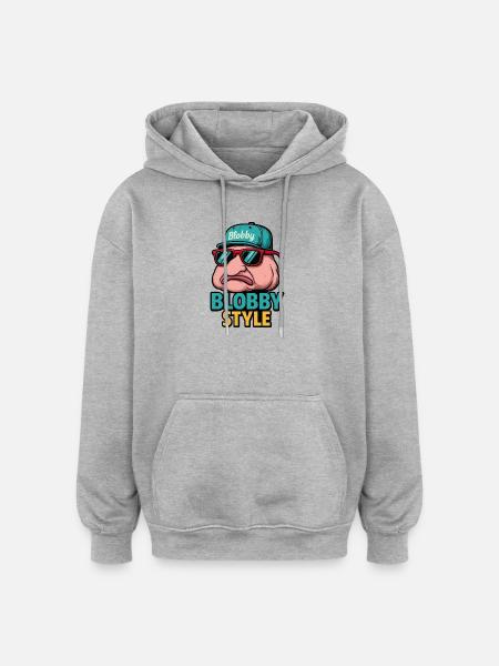 Blobby Style Cartoon Tee - Oversized Unisex Hoodie - heather grey